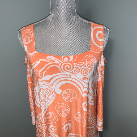 SEVEN KARAT 2X Cold Shoulder Plus Size Shirt summer  peach & white - Picture 3 of 9